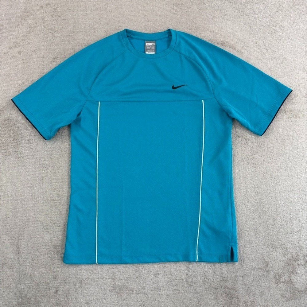Vintage Nike Tennis Dri-Fit Challenge Court Performance T‎ Shirt Teal Men Medium